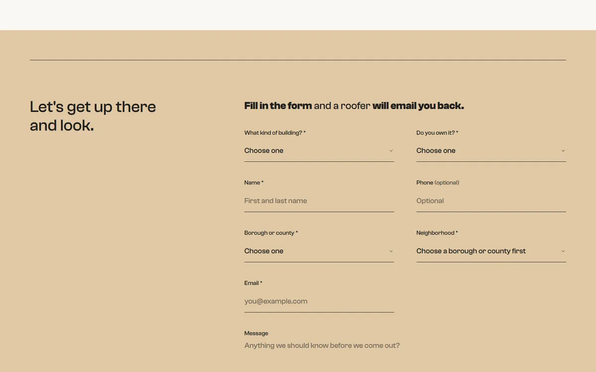 Booking an inspection, on the live site